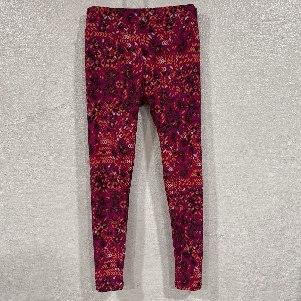 LuLaRoe OS Leggings Pink Paisley Floral Bohemian Geometric Buttery Soft